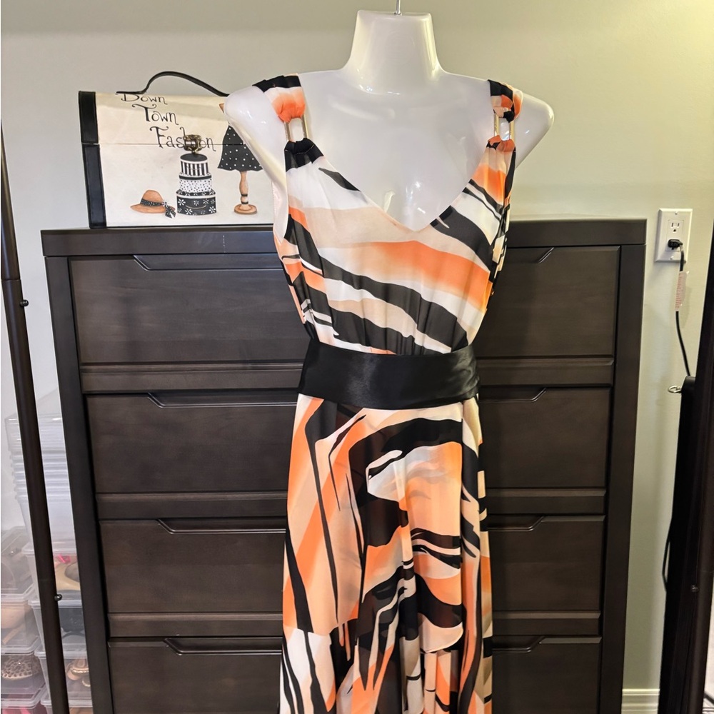 Stylish Orange and Black Women's Dress